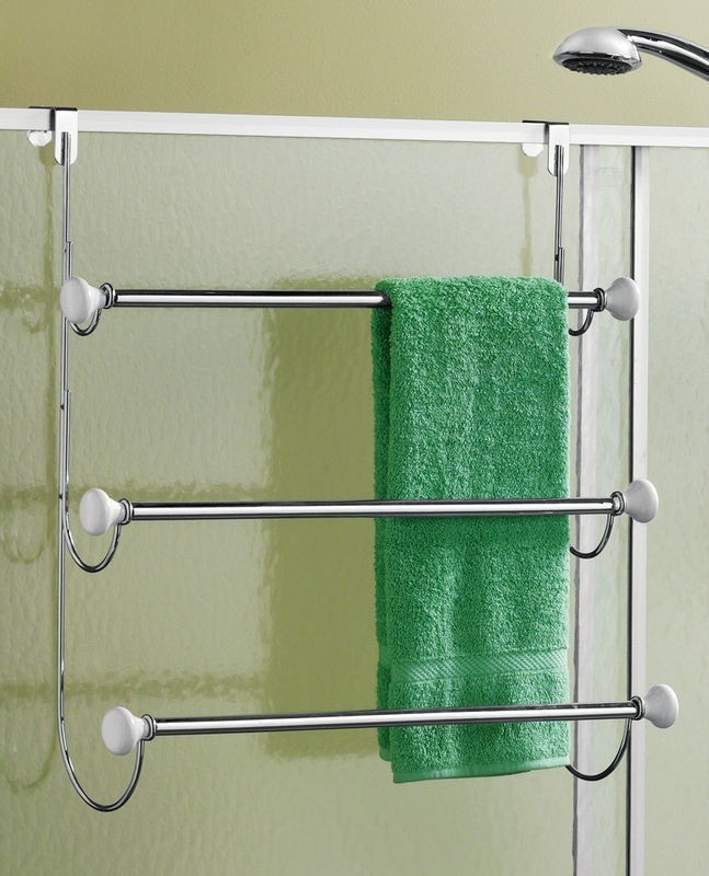 Shower door towel bar
