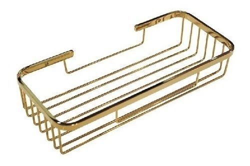 TACCY Bathroom Storage Basket/Shelf with Single Tier Solid Brass Construction in Polished Gold