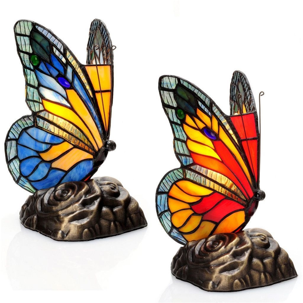 405 807 tiffany style 8 butterfly stained glass touch accent
