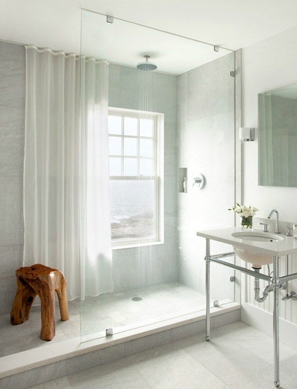 Bathroom window shower curtains