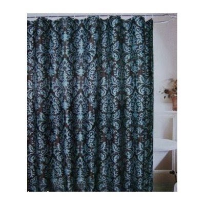 blue and brown shower curtain