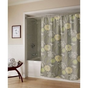 yellow and gray shower curtain