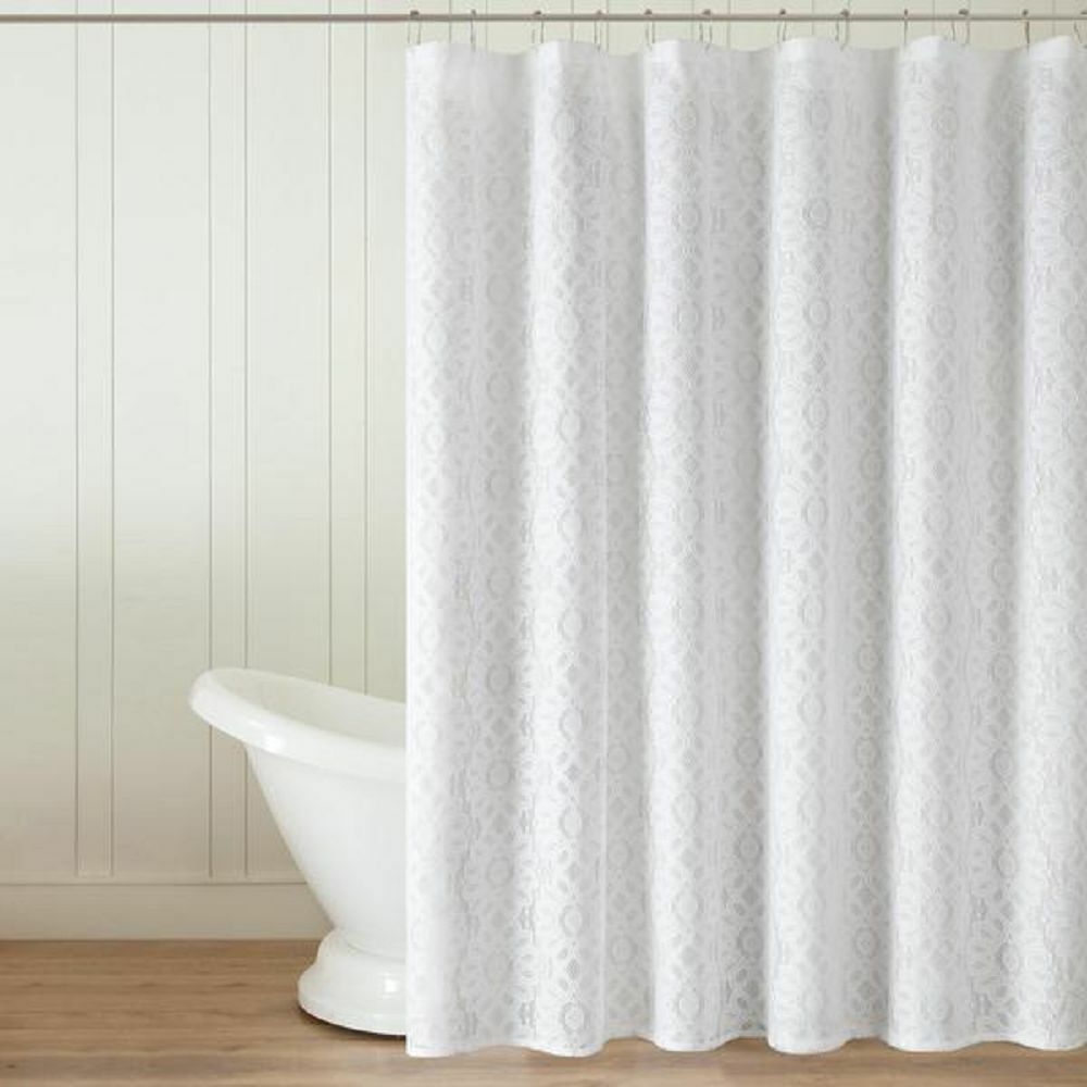 H20 printed lace shower curtain