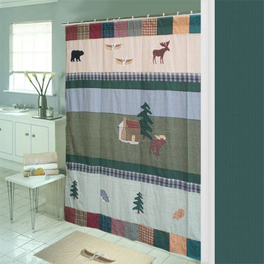 Lodge or cabin shower curtains northwoods shower curtain