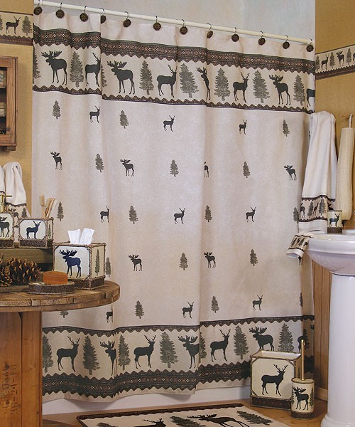 Browning Country Shower Curtain Cabin Rustic Hunting Bathroom 