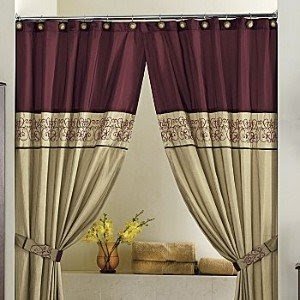 Matching shower curtain and window valance