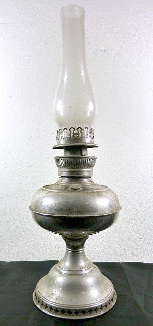 Rayo oil or kerosene lamp early 1900s silver metal with