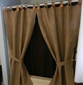 Tie Back Shower Curtains Foter Tab Shower Curtain Or Window Panels 2 By Craftyamour Burlap