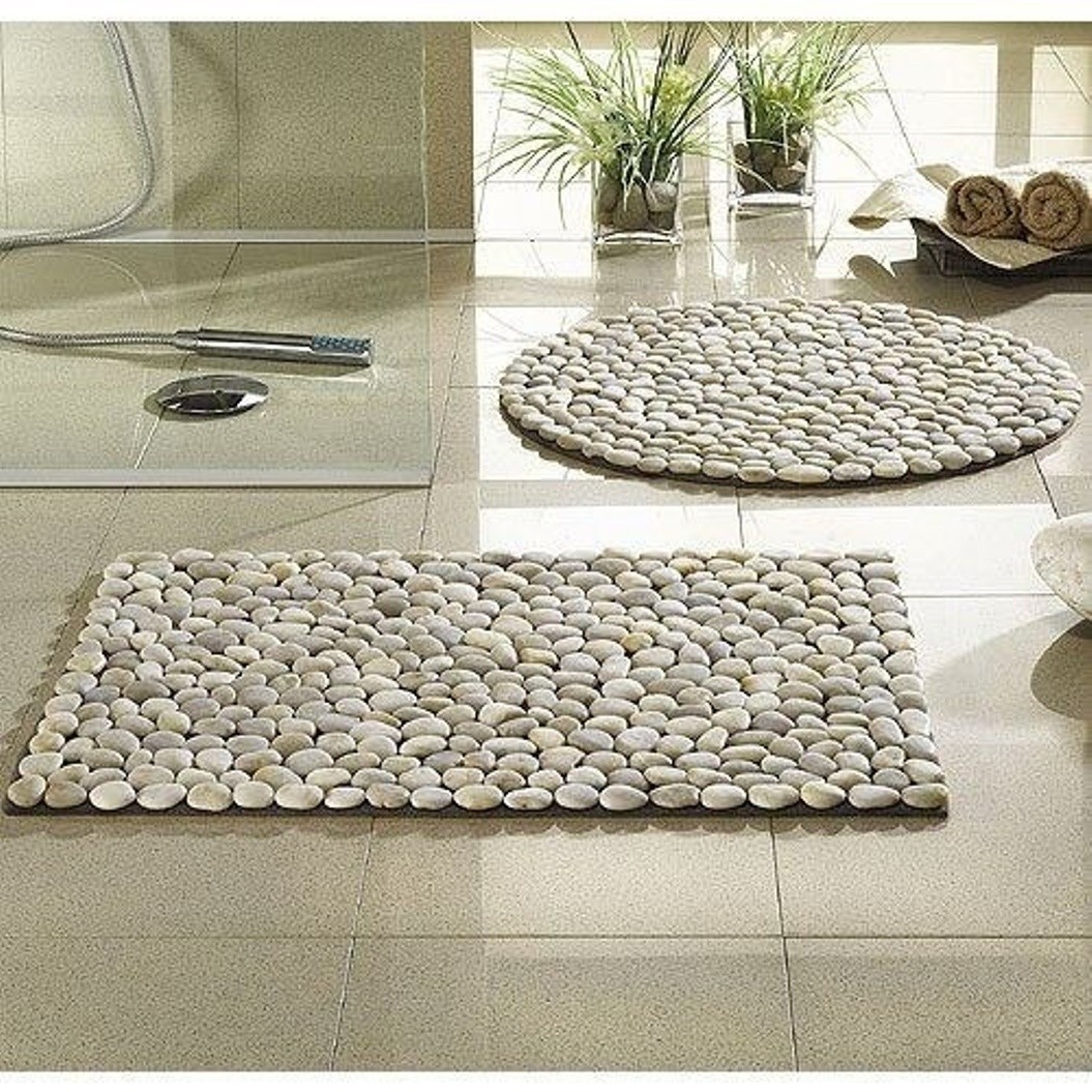 Diy pebble bathroom mat
