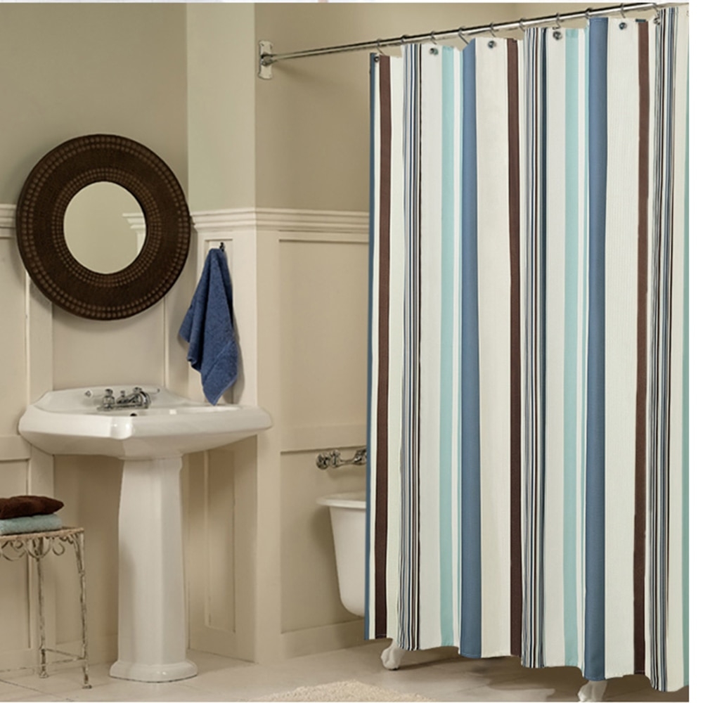 navy blue and tan shower curtain