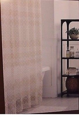 Sonoma berkley sheer fabric shower curtain beige brown white new