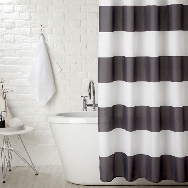 Striped black and white shower curtains
