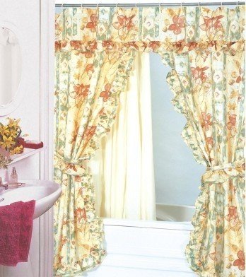 View large image of double swag shower curtain pvc liner