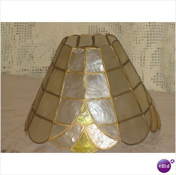 Vtg Colourful Scallop Edge Capiz Lamp Shade Shell 