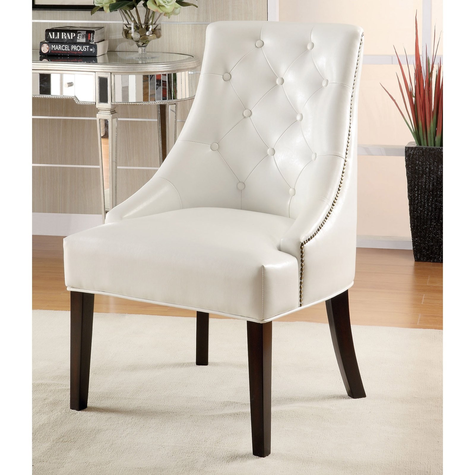 Coaster Leather Like Lounge Chair in White Finish