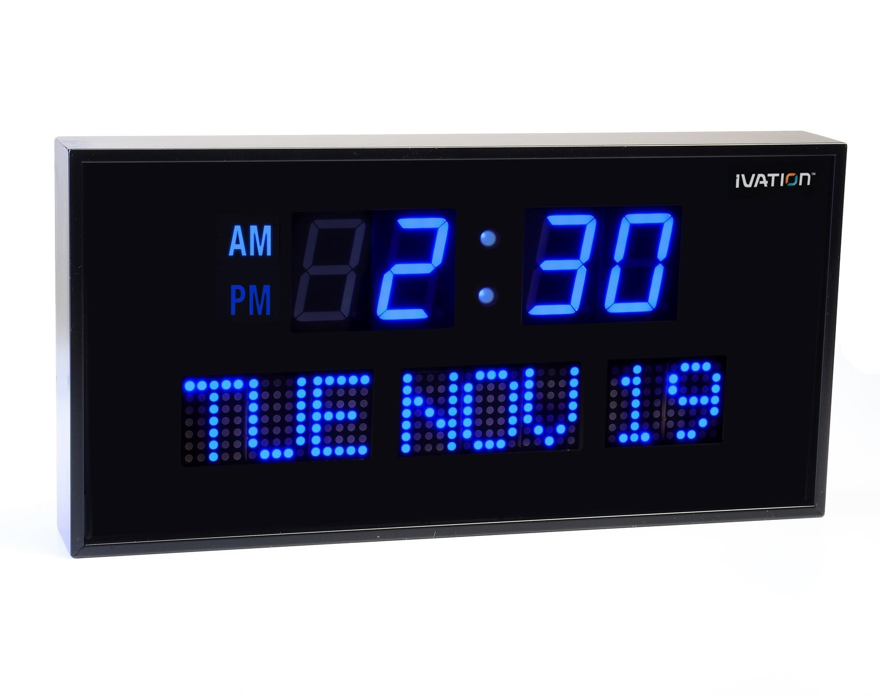 Ivation Big Oversized Digital Blue Led Calendar Clock With Day And Date 