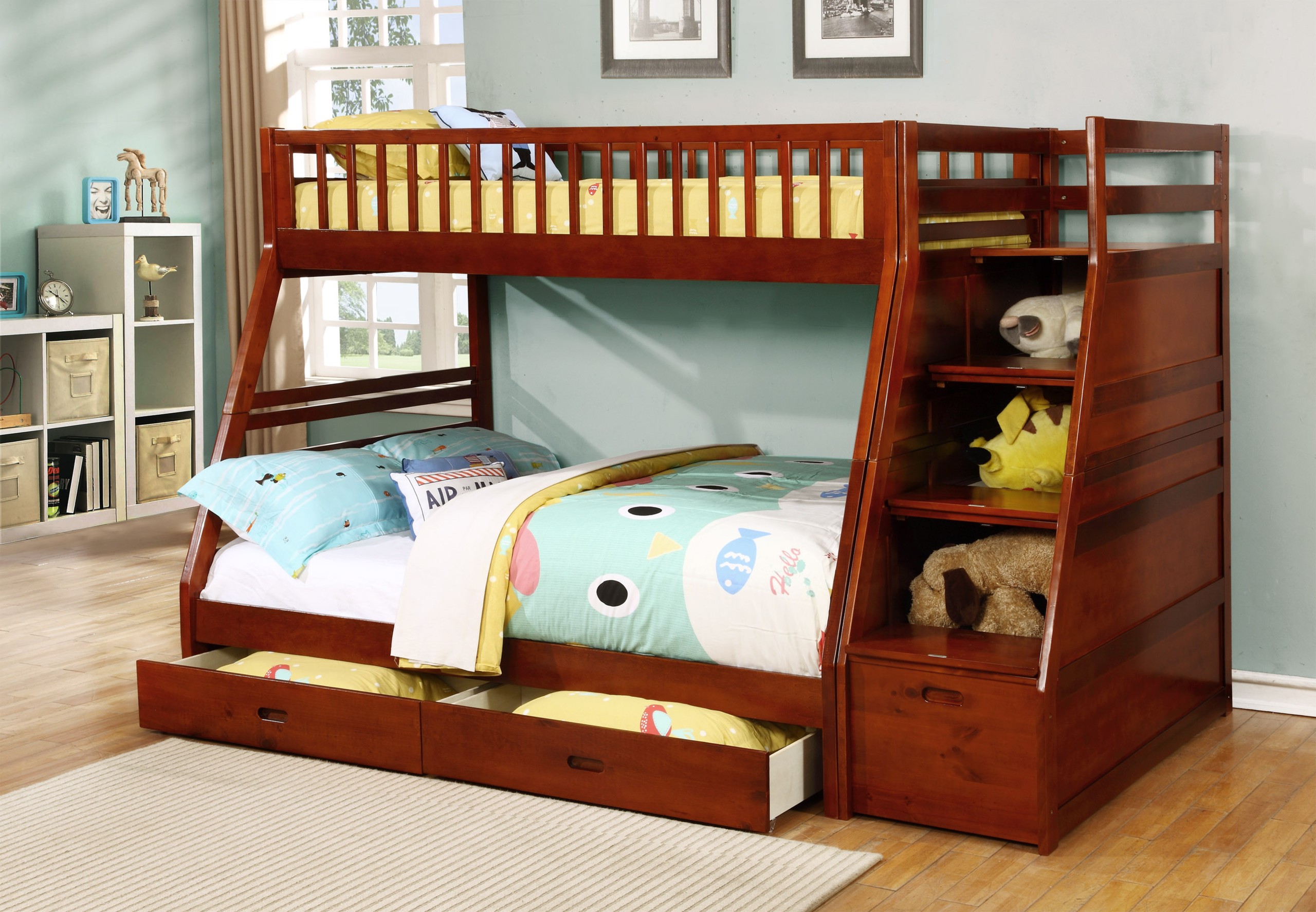 Twin/Full Storage Step Bunk Bed with 2 Drawers