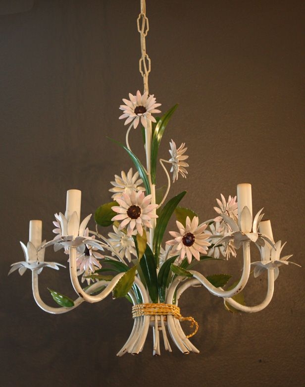 A painted tole chandelier