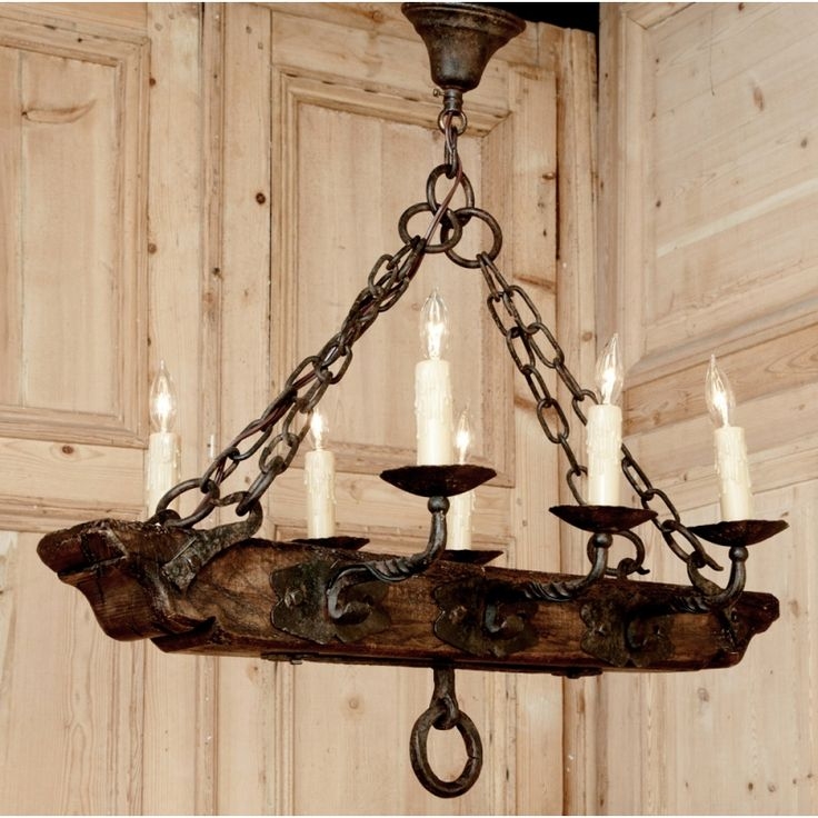 Antique chandeliers vintage french medieval oak and iron chandelier