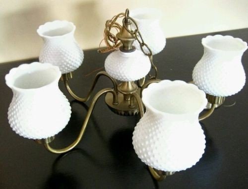 Antique hobnail milk glass chandelier in antiques ebay