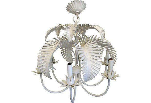 Arm tole palm frond chandelier on