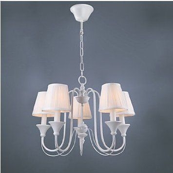 Ceiling hung wrought iron chandelier with 5 lights in white