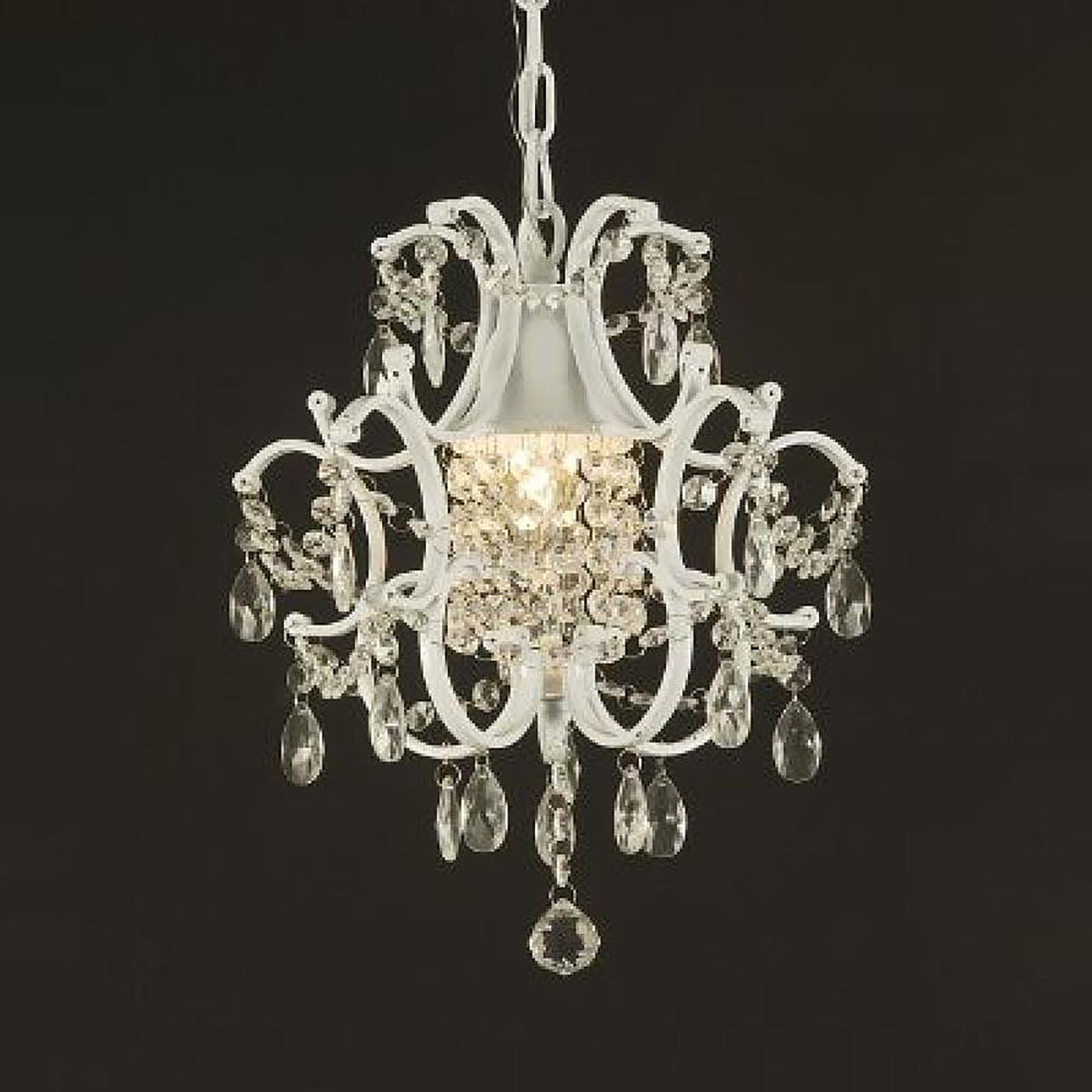 Chandelier crystal wrought iron lighting fixture white french antique