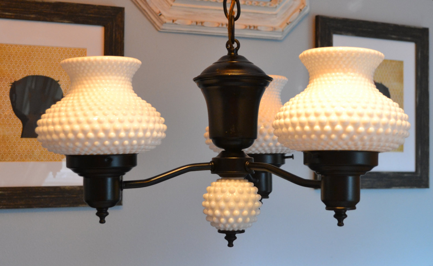 hobnail milk glass chandelier