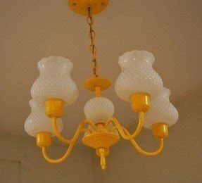 Painted yellow milk glass chandelier