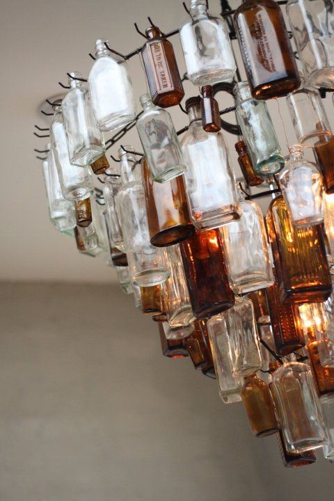 Recycled glass chandelier 27