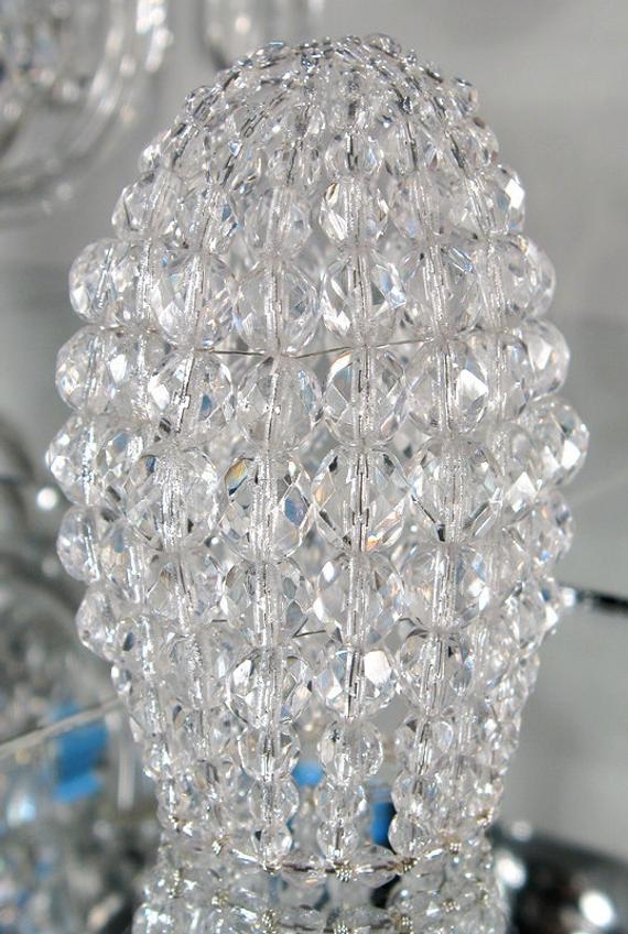 Small crystal faceted chandelier beaded bulb cover