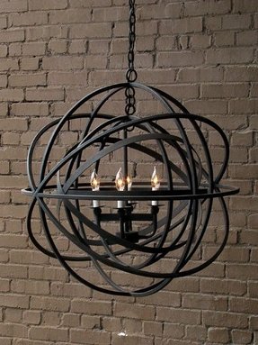 chandelier sphere foter indoors illuminates durable solid frame features metal