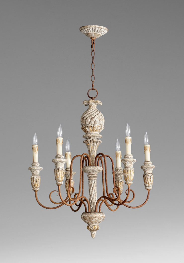 Style 6 light chandelier wrought iron wood tuscan decor six