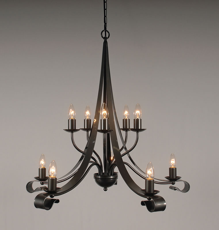 The somerby 2 tiered 10 arm wrought iron candle chandelier