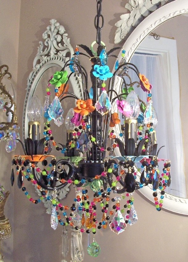 Tole painted chandelier 38