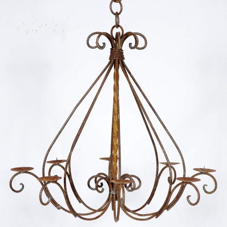 Wrought iron braided candle chandelier