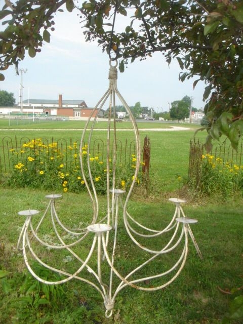Wrought iron candle chandelier 13