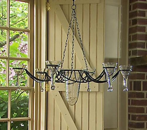 Wrought Iron Candle Chandelier With Glass From Valerie Parr Hill Collection