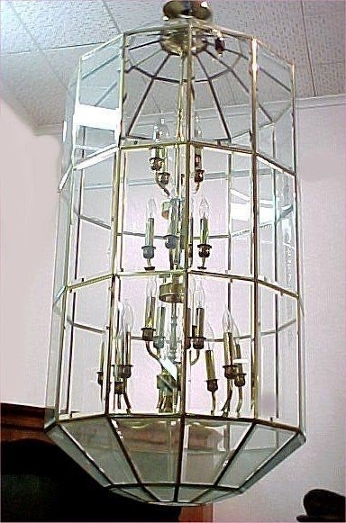1063a beveled glass and brass chandelier