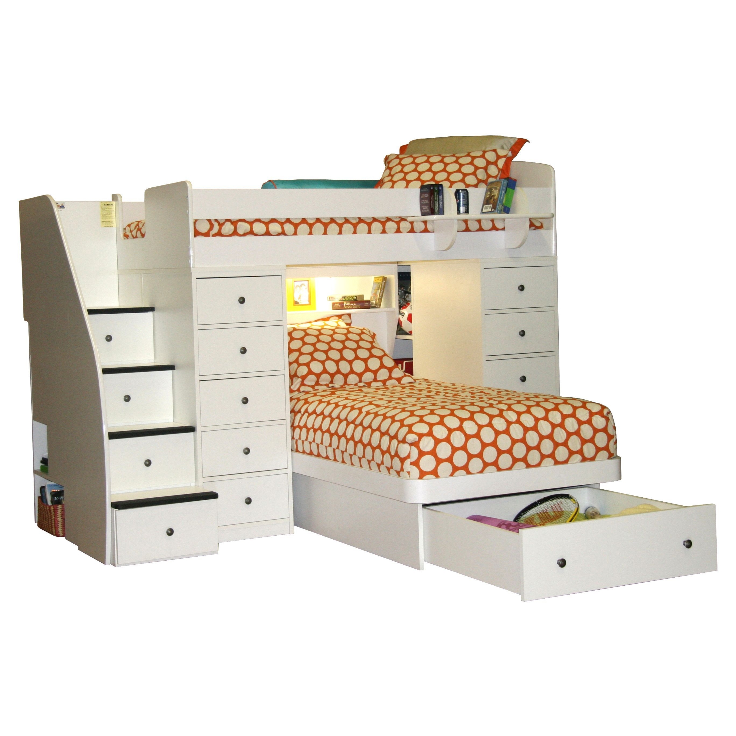 Twin over full bunk bed with staircase 1