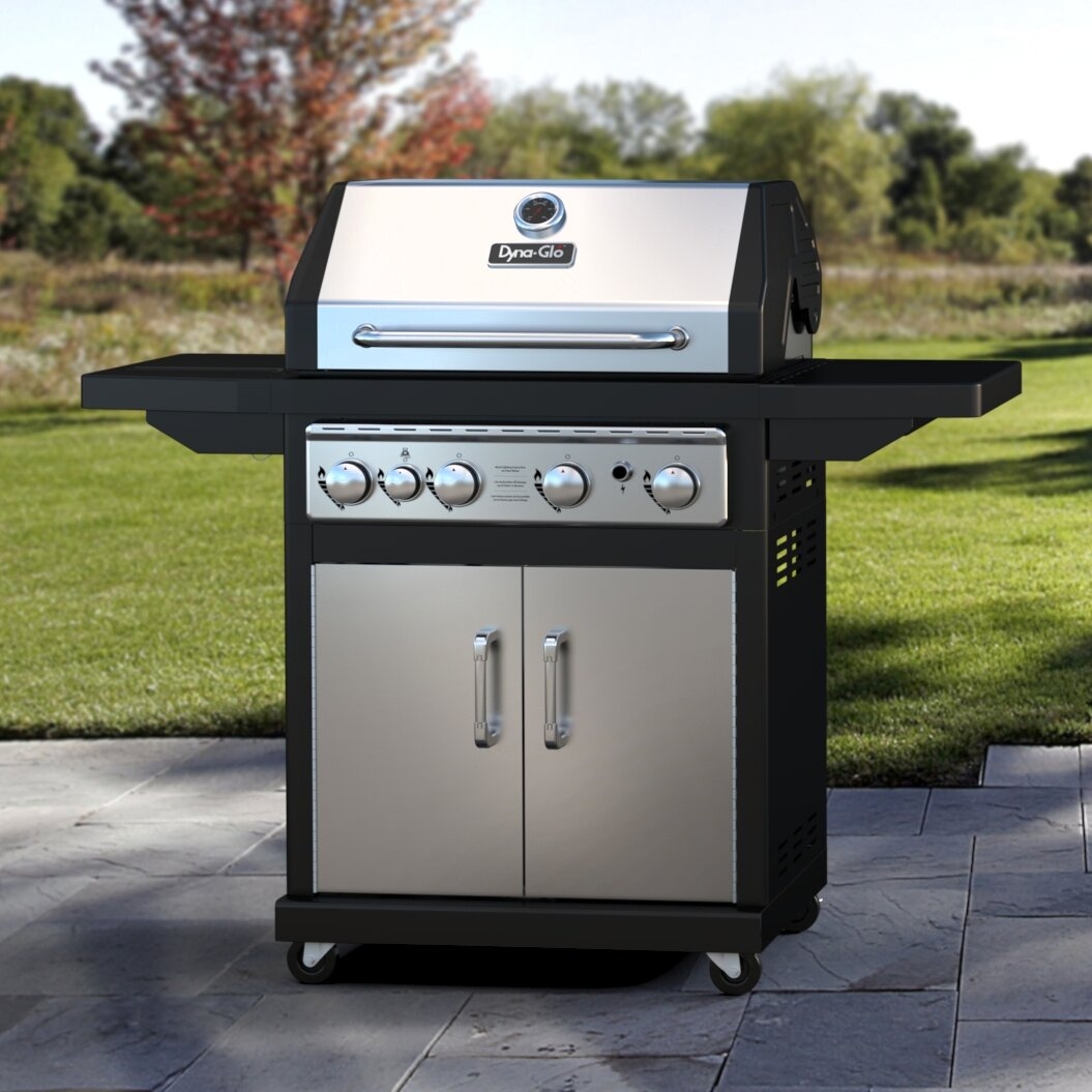 60,000 BTU 4-Burner Propane Gas Grill with Cast Iron Grates and Side Burner