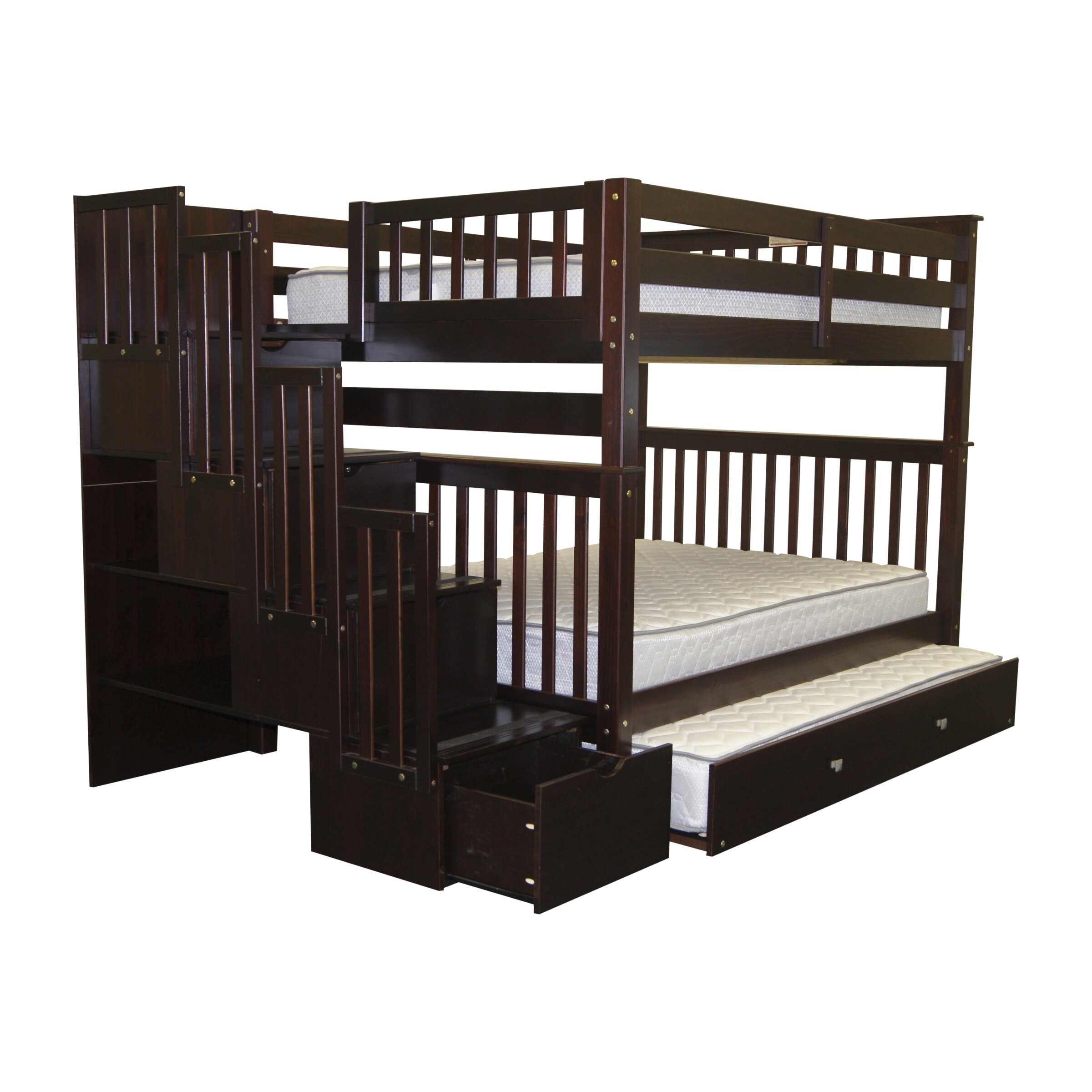 Full Over Full Bunk Bed with Full Trundle