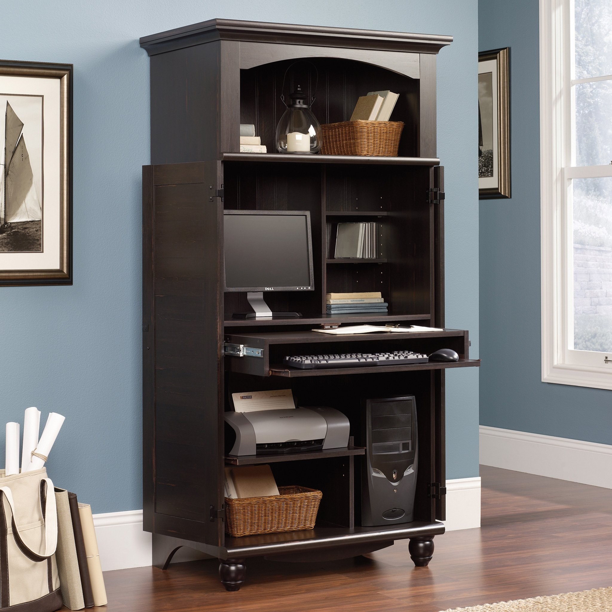 Desk armoire outlet with doors