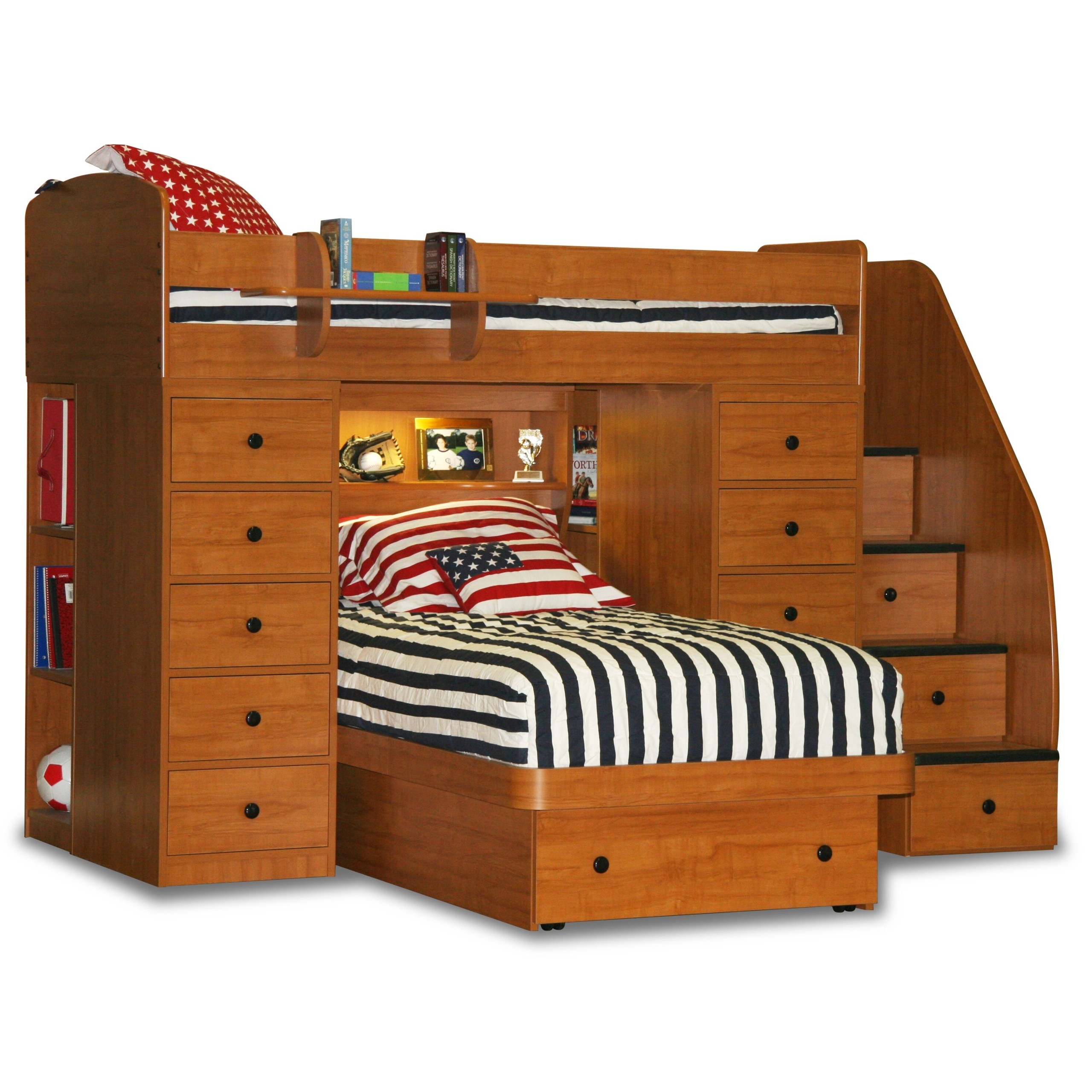 Space Saver Twin over Twin Platform Bunk Bed with 2 Chests