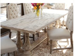 Distressed Dining Room Table Sets - Willow Distressed White Round Counter Height Dining Room ... - A bold chevron pattern wood top and curved solid acacia base will make this 7 piece extension dining table set your new favorite for all of life's moments.