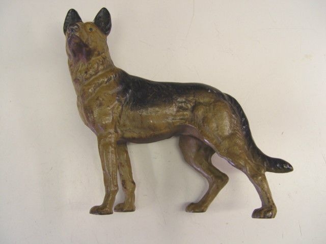 Antique hubley cast iron german shepherd police dog door stop