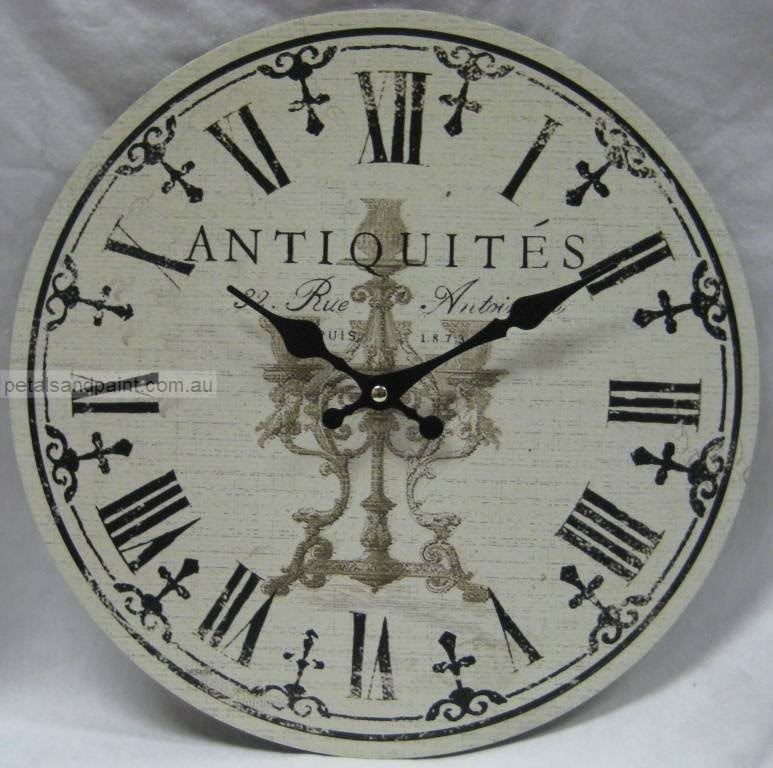 New Country Aged Rustic Provincial Rose Wall Clock Aged Look /& Roman Numerals