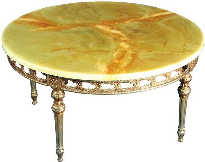 Large round vintage french country rococo coffee table