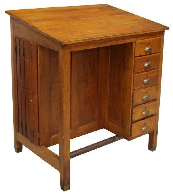 855 unusual antique american oak drafting table file