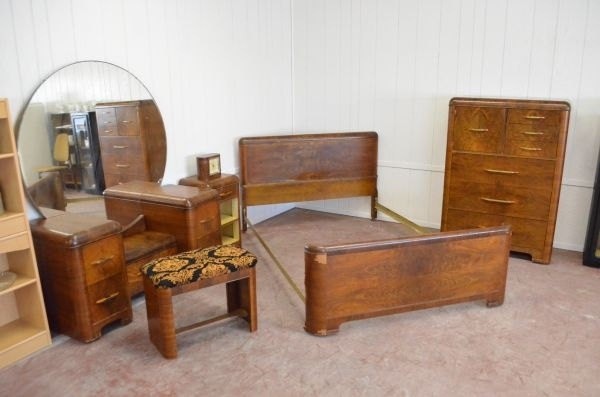 Antique waterfall store bedroom set